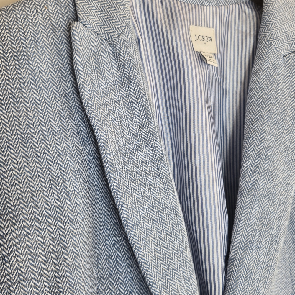 J.Crew Factory Herringbone Blazer Women’s Light Blue Tweed Preppy Classic 10P - Picture 6 of 12